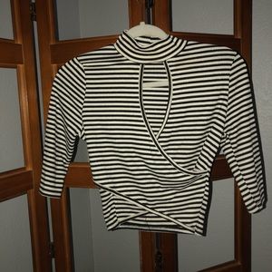 Unbranded. White and Black Stripes Crop Top